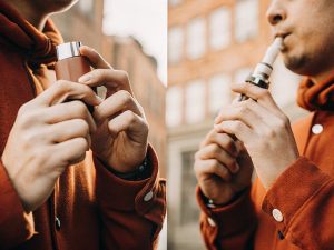 A simple, step-by-step infographic showing unboxing, removing seals, and inhaling