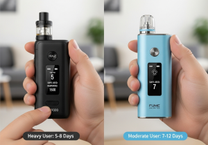 A person marking days off a calendar next to their vape, tracking its real-world use