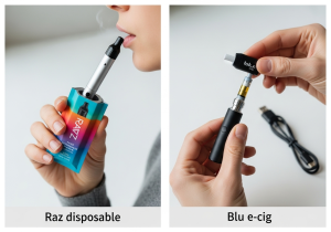 A hand easily unwrapping a Raz vape, ready for immediate use