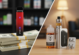 A chart comparing the upfront cost versus the long-term cost of disposable vapes and refillable systems