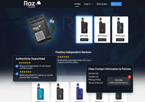 A close-up of a QR code on a Raz Vape box for authenticity check