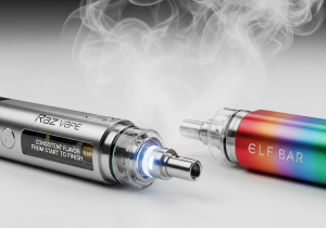 A broken, discarded disposable vape on the ground
