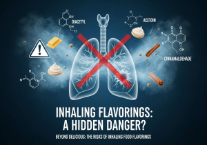 An infographic or chart showing common flavoring compounds and their potential health effects when inhaled