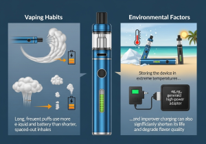 A close-up of the puff counter and battery indicator on a Raz vape screen