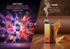 Fruit bursts intensity RAZ GUSH vs Vuse tobacco