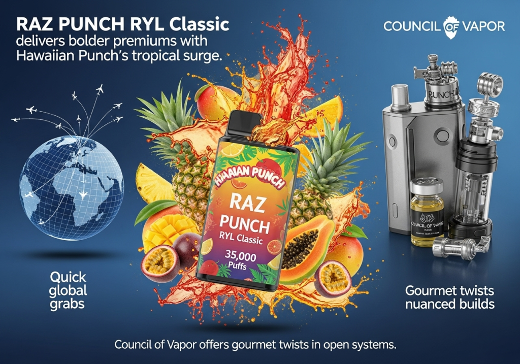RAZ PUNCH Edition RYL Classic vs. Council Of Vapor: Bold Premiums for Palates Overseas?