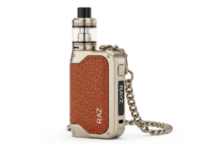 Close-up shot of the micro-textured leather and metal chain detail on the RAZ RYL Classic 35000.