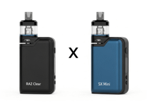 A clean, minimalist photo of a glass of iced water next to a high-end electronic device, on a white background.