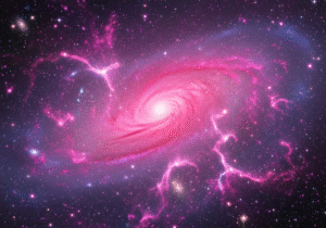 A visually stunning image of a galaxy or nebula, with vibrant pinks and purples.