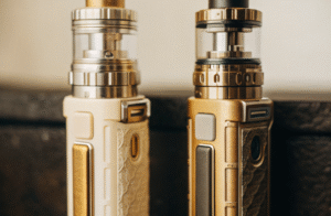A simple, elegant RAZ vape on one side and a more complex, technical-looking OBS vape on the other.