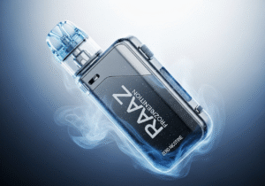 A side-by-side comparison of a brown, tobacco-themed vape and a cool, blue, ice-themed vape.