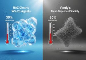Cooling agents stability RAZ Clear vs Vandy mesh