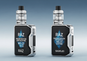 A person looking intently at a vape device, inspecting its quality and design.