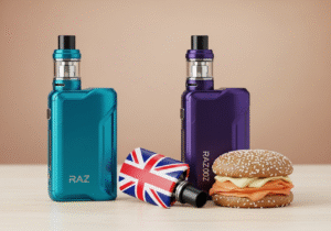 A checklist graphic showing icons for a vape device, a government document, and a marketing megaphone.