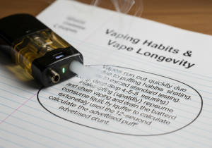 A digital puff counter on a vape quickly dropping in number